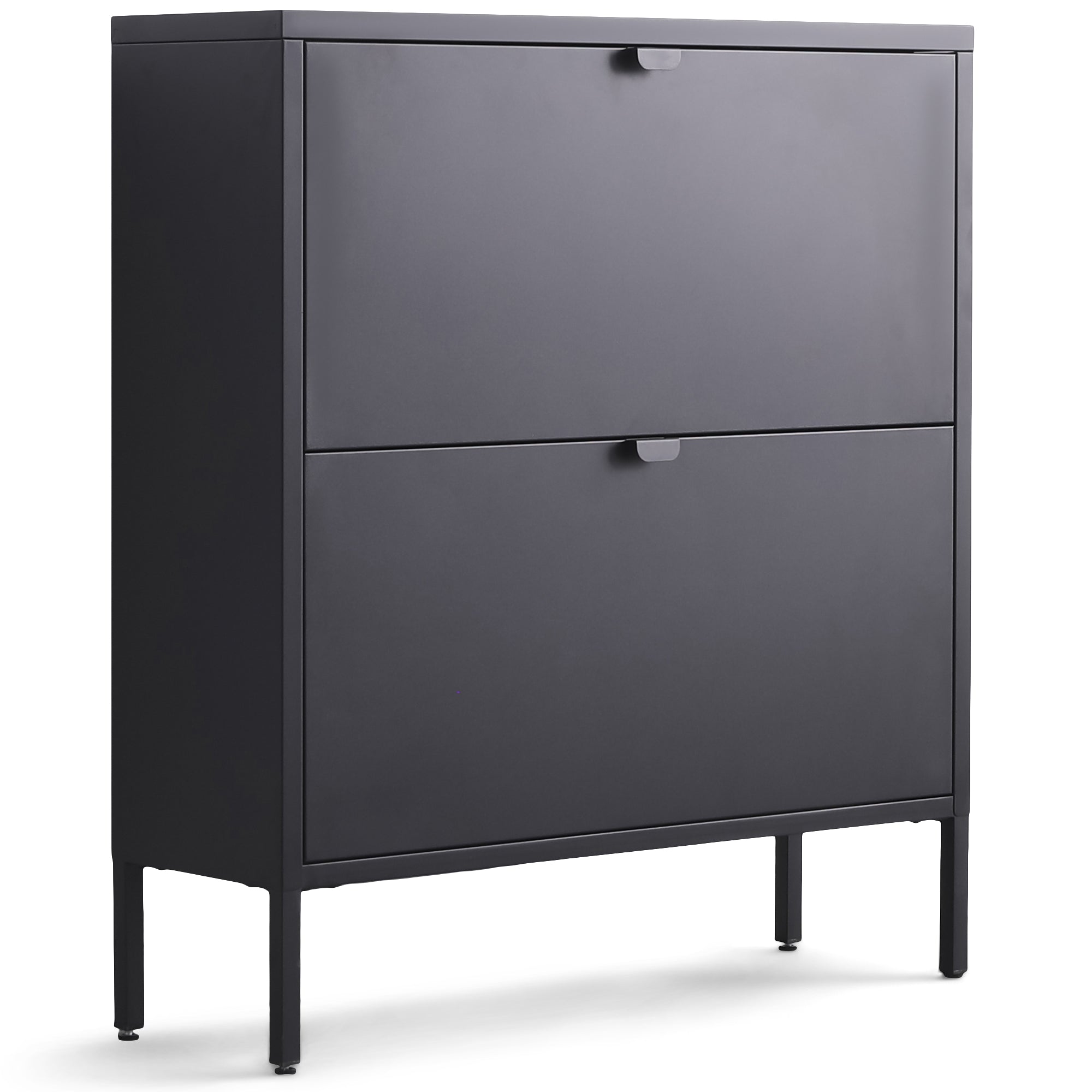 Herman – Schuhschrank mit 2 Fächern aus schwarzem Metall