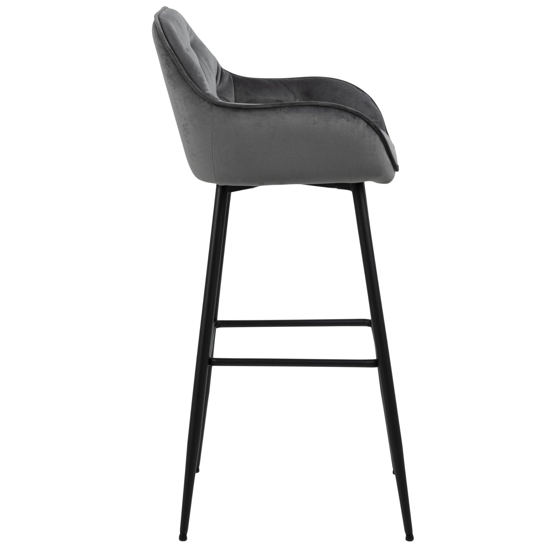 Grau Cremefarben & Schwarz Samt Gepolstert Chrom 65cm Frühstücksbar