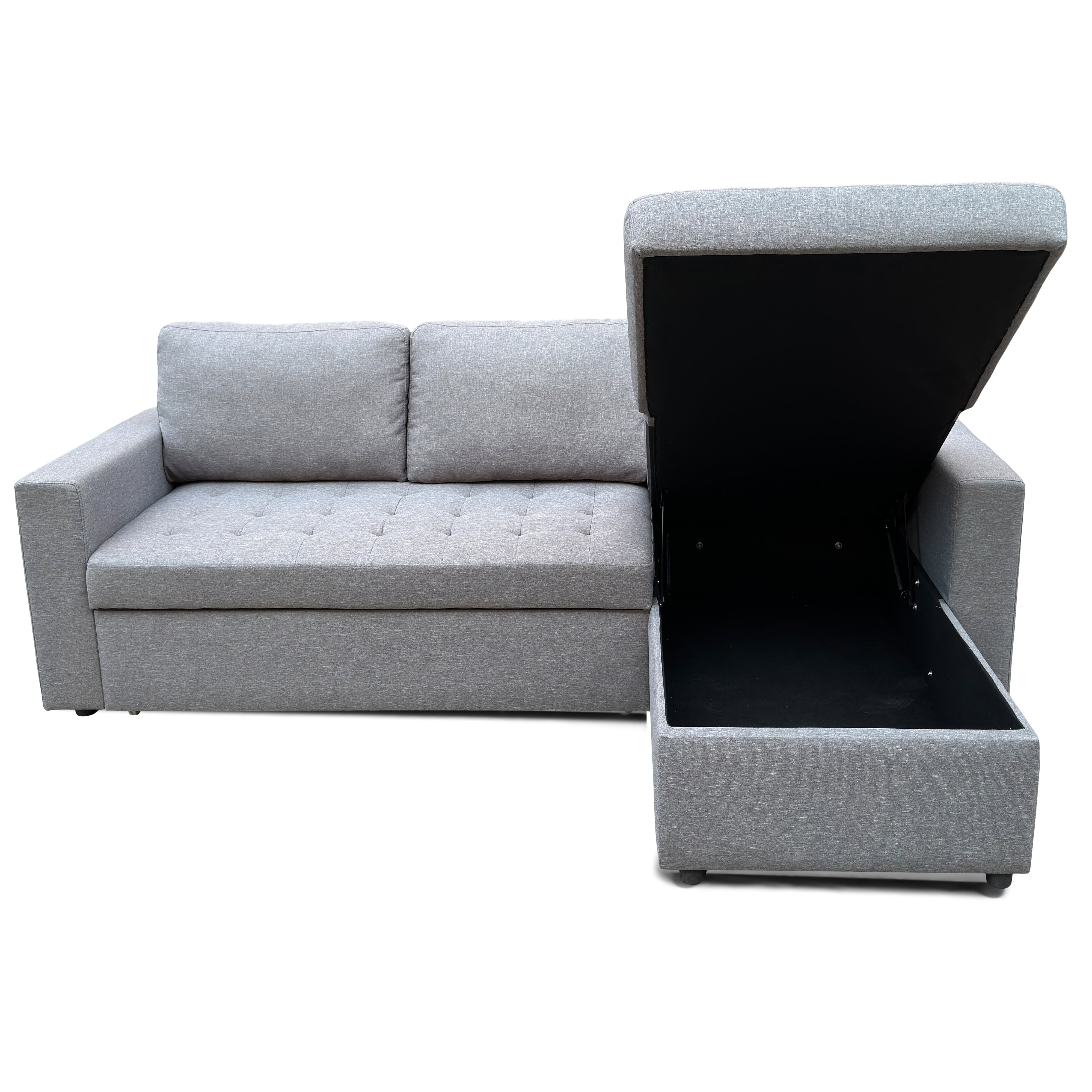 Sinus Sofa Bed mit Chaiselongue und Stauraum in grau, Rechts Und Links
