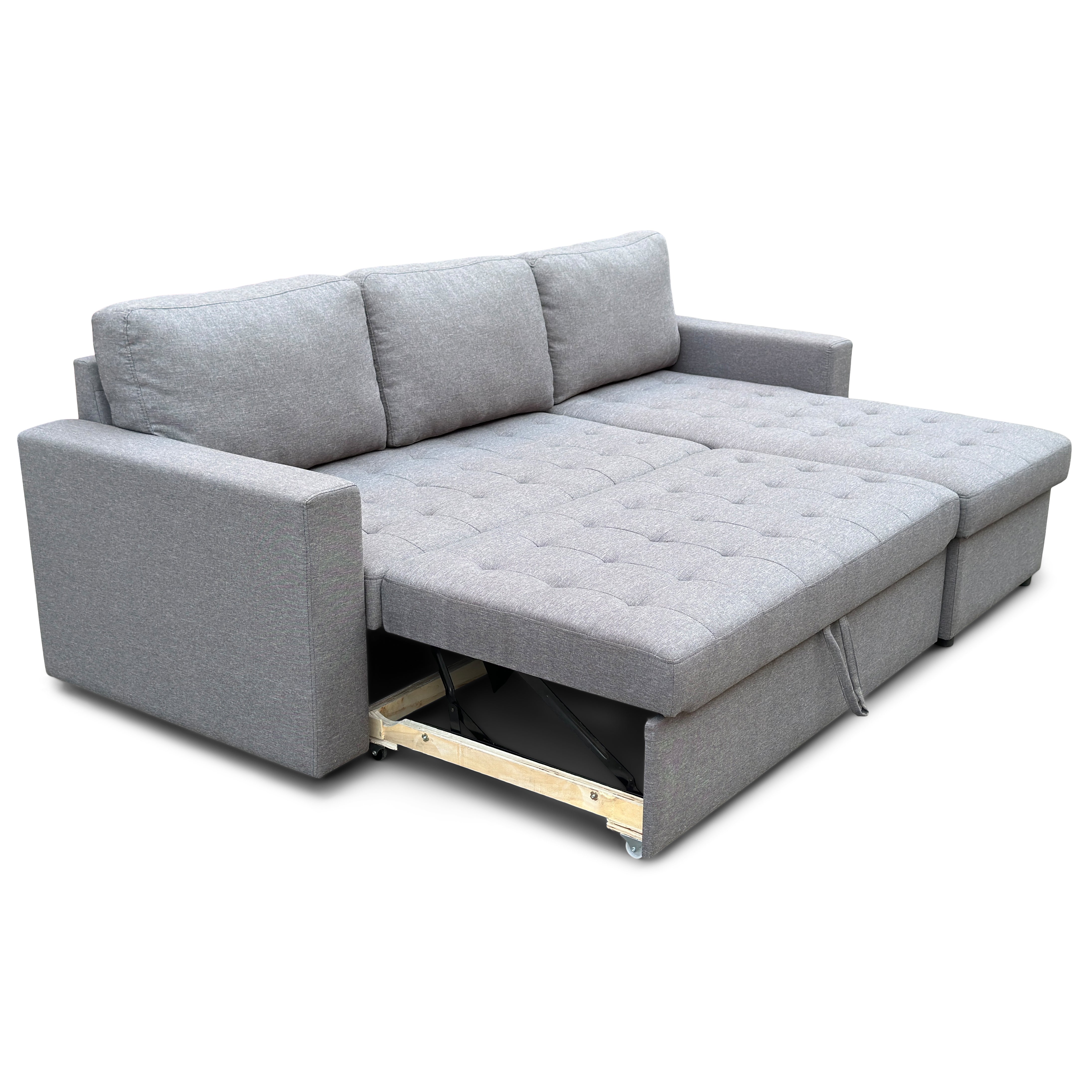 Sinus Sofa Bed mit Chaiselongue und Stauraum in grau nimarahome.de