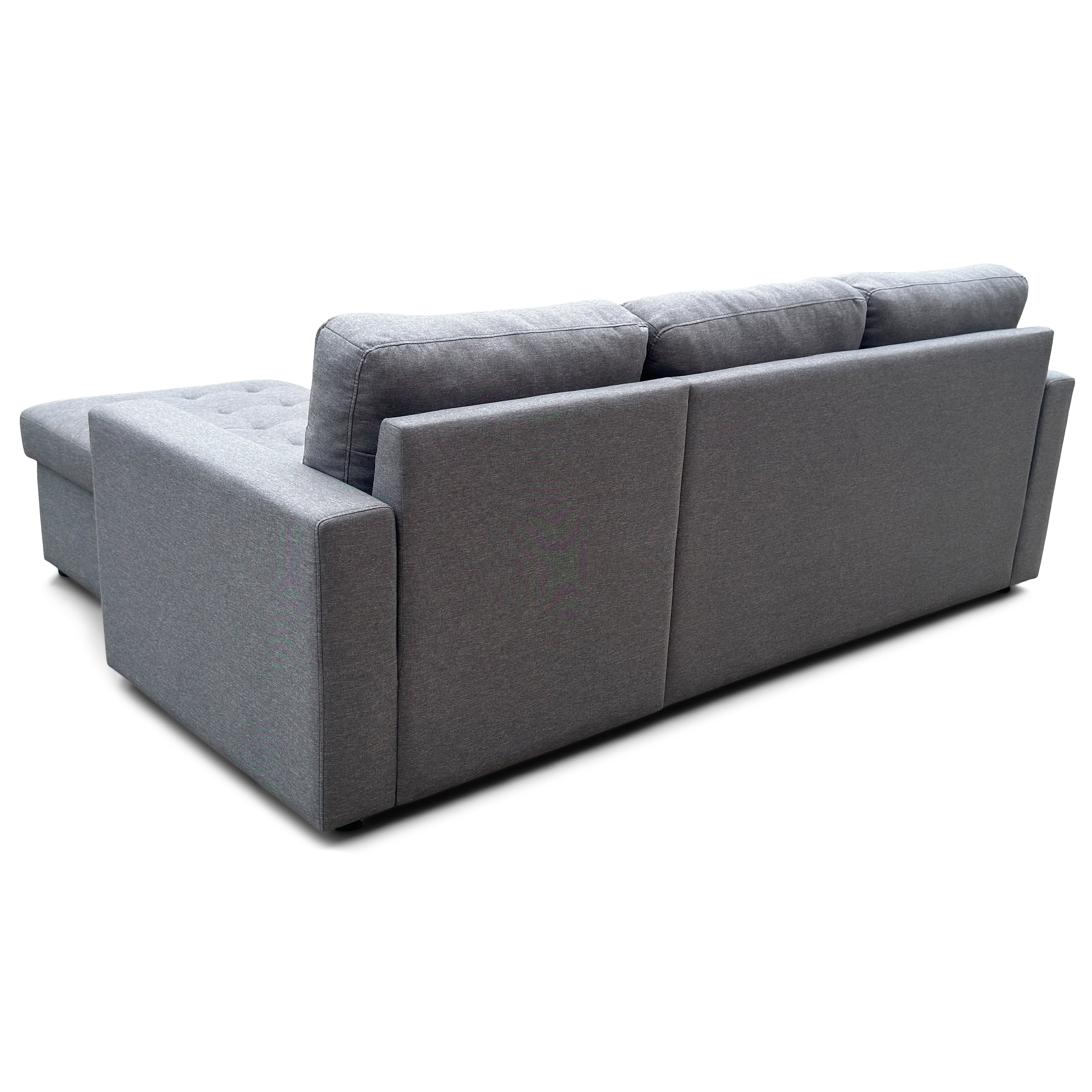 Sinus Sofa Bed mit Chaiselongue und Stauraum in grau, Rechts Und Links