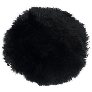 Echte Lammfell Sitzkissen | Fellkissen Schwarz Ø35cm