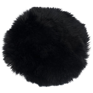 Schwarze runde imitierte Lammfell-Sitzauflage, Ø35 cm